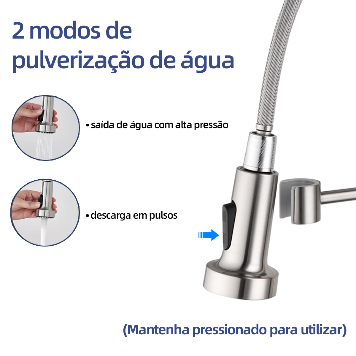 EOCO Spring Pull-Down Single Cold Rotatable Vegetable Sink Faucet, SUS304 Stainless Steel Wall Mounted Kitchen Tap