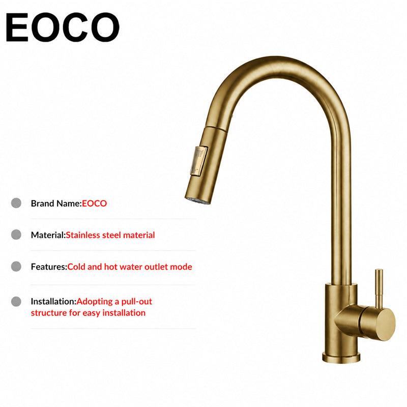 EOCO Kitchen faucet with pull-down nozzle, countertop faucet, suitable for kitchen sink or laundry sink.