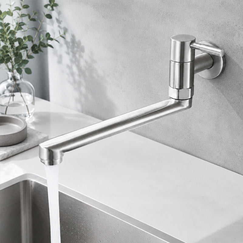 EOCO Kitchen & Balcony Faucet, Stainless Steel Lead-Free Single Cold Tap, G1/2 Inch Wall Mount Design for Laundry Trough & Balcony